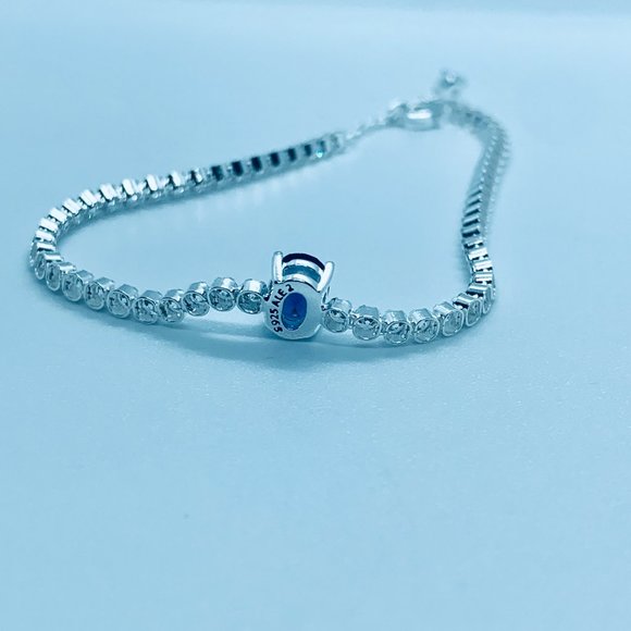 Pandora Sparkling Pave Tennis Bracelet BLUE STONE 590039C01 - Picture 5 of 6
